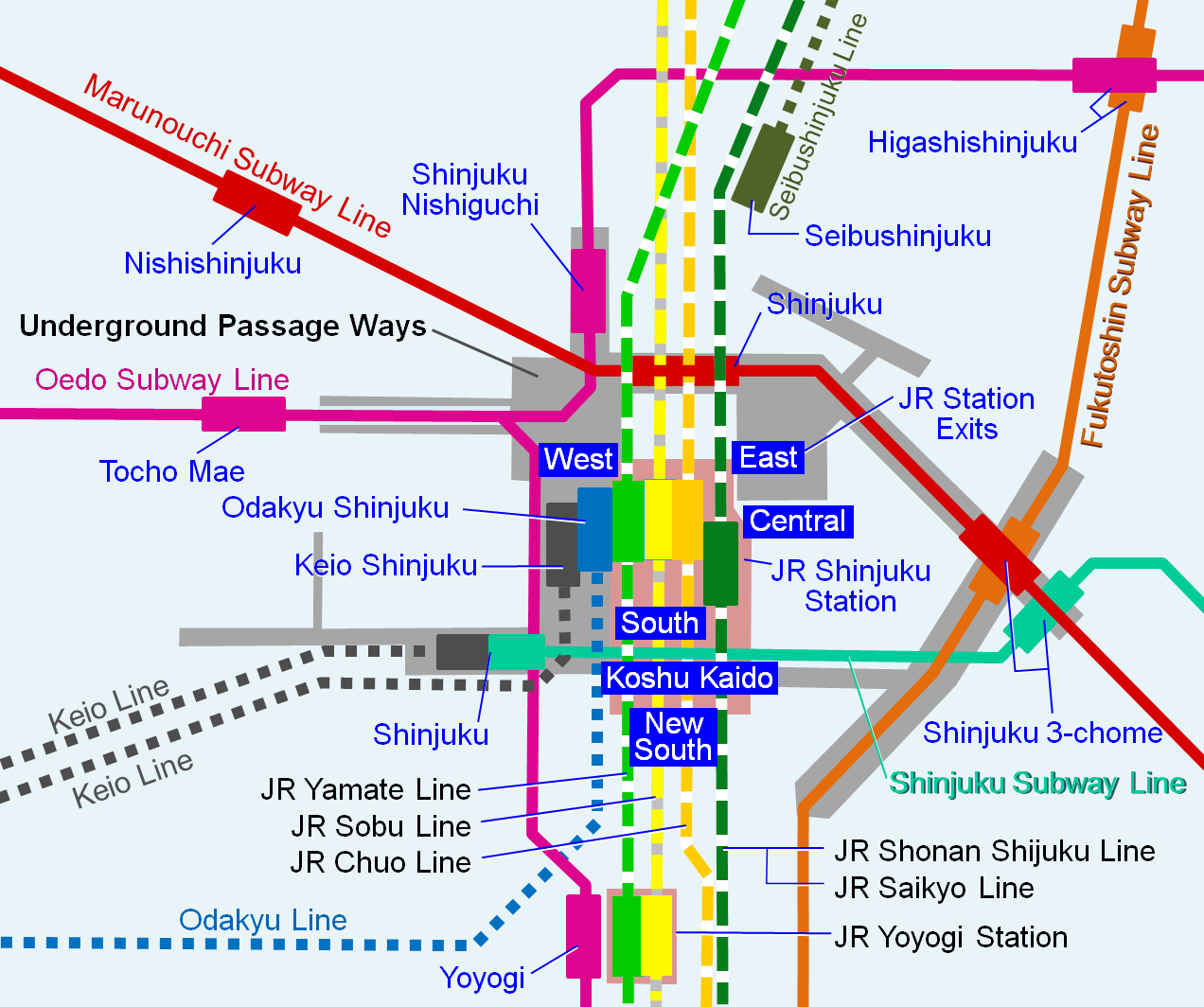 Railway Lines crossing at Shinjuku Station