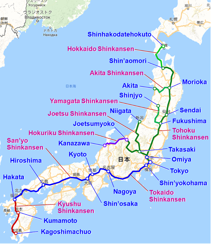 Map of Shinkansen